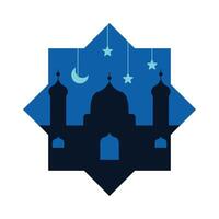 Mosque silhouette in an Islamic frame vector