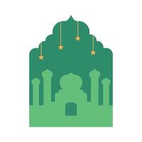 Mosque silhouette in an Islamic frame vector