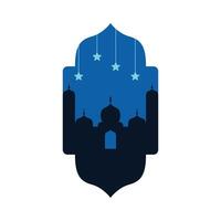 Mosque silhouette in an Islamic frame vector