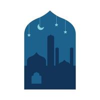 Mosque silhouette in an Islamic frame vector