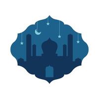 Mosque silhouette in an Islamic frame vector