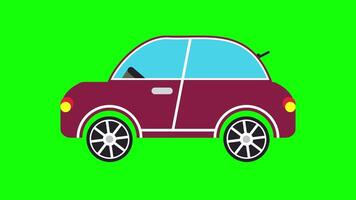 Animación de pantalla verde de coche colorido de lujo. elimine el color verde y use su proyecto. Eliminación de la pantalla verde del coche de dibujos animados en 2D mediante la tecla de croma. linda animación de autos. video