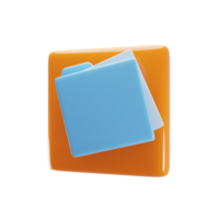 3d blue file icon with cartoon style. Button icon concept. 3d rendering illustration png