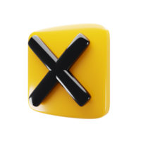 Jaune rectangle rejet bouton icône. rejet concept. 3d le rendu illustration png