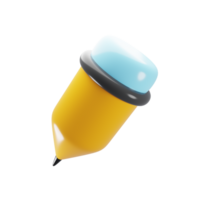 Yellow pencil icon with cartoon style. Education icon concept. 3d rendering illustration png