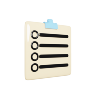 3d rendering clipboard task management todo check list. 3d illustration png