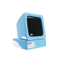 Old computer icon with blue color. 3d rendering illustration png