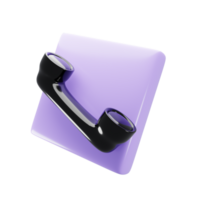 3d phone icon or contact button with cartoon style. 3d rendering illustration png