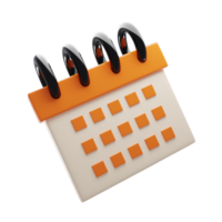 3d illustration de minimal calendrier icône avec dessin animé style. affaires icône concept. 3d le rendu png