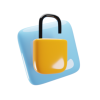 3d illustration lock icon. Security data symbol concept. 3d rendering png