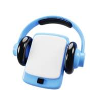 audio icoon concept met tekenfilm smartphone en hoofdtelefoon. 3d renderen illustratie png