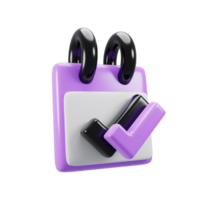 3d rendering cartoon style notepad icon with checklist sign png