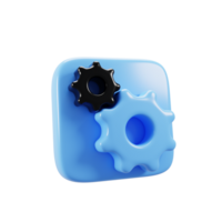 3d representación sencillo azul engranaje ajuste icono concepto. 3d ilustración png