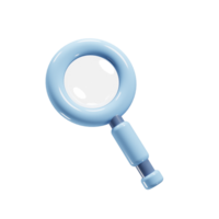 Magnifying glass with cartoon style suitable for website design presentation. 3d rendering icon png