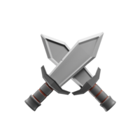 3d sword icon with minimal cartoon style. 3d illustration. 3d rendering business icon. Game asset png