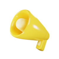 geel megafoon icoon met tekenfilm stijl. sociaal media icoon concept. 3d renderen png