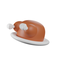 3d illustration of grilled chicken icon with cartoon style. 3d rendering icon png