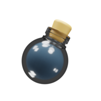 Blue magic potion icon with cartoon style suitable for website design presentation. 3d rendering icon. Game asset png