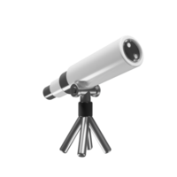 Telescope 3d icon with cartoon style for website design presentation. 3d rendering icon png