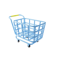 Shopping trolley icon with blue color on 3d rendering. 3d illustration png