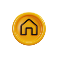 3d rendering home button sign icon. User interface icon concept png