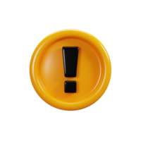 3d rendering attention or caution sign icon. User interface icon concept png