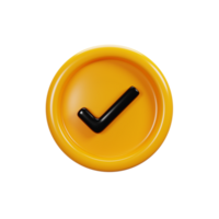 3d rendering check button sign icon. User interface icon concept png