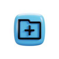 Add folder icon on 3d rendering. User interface icon concept png