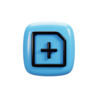 Add document icon on 3d rendering. User interface icon concept png