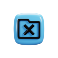 Delete folder icon on 3d rendering. User interface icon concept png