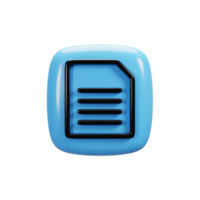 Document icon on 3d rendering. User interface icon concept png