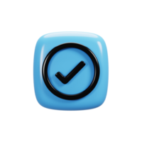 Check icon on 3d rendering. User interface icon concept png