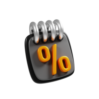 Online shopping discount reminder concept. 3d rendering discount percent note icon png