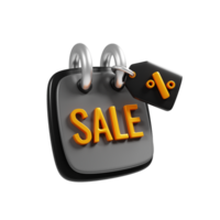 Sale discount note icon on 3d rendering. Online shopping discount reminder concept png