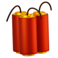 3d rendering chinese firecrackers icon. Chinese new year icon concept png