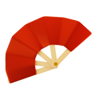 3d rendering chinese red hand fan icon. Chinese new year icon concept png