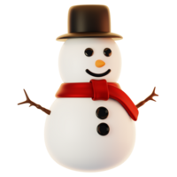 3d rendering snowman icon with red scarf. 3d render christmas icon concept png