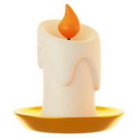 3d rendering candle icon with cartoon style. 3d illustration png