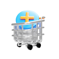 3d rendering add to cart icon. Online shopping icon concept png