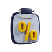 Sale discount icon on 3d rendering. Online shopping discount concept png