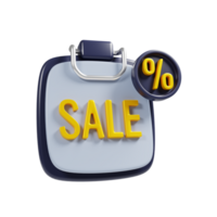 Online shopping sale discount concept with 3d rendering clipboard icon png