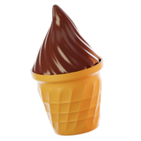 3d rendering cone ice cream icon. Fast food icon concept png