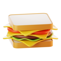 Fast food icon concept. 3d rendering sandwich icon png