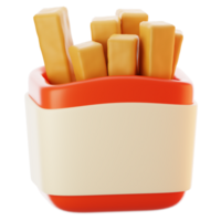 3d rendering french fries icon. Fast food icon concept png