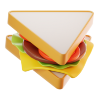 3d tolkning smörgås ikon. snabb mat ikon begrepp png
