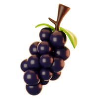 Fresh fruit icon concept. 3d rendering grapes fruit icon png