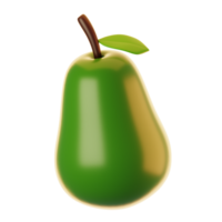 3d renderen avocado fruit icoon. vers fruit icoon concept png