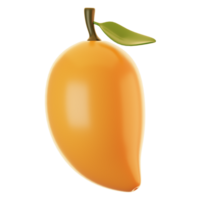 Fresh mango fruit icon on 3d rendering. 3d illustration of fruit icon png