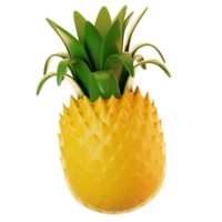 Fresh pineapple fruit icon on 3d rendering. 3d illustration of fruit icon png