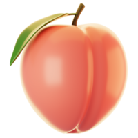 Fresh peach fruit icon on 3d rendering. 3d illustration of fruit icon png